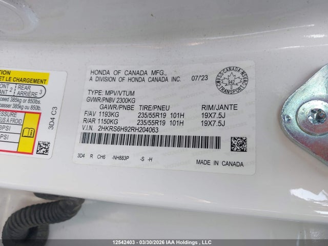 2HKRS6H92RH204063 Honda CR-V HYBRID