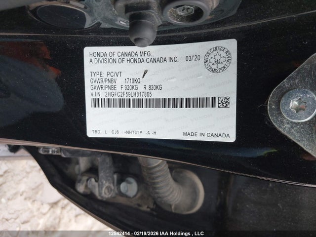 12542414 :رقم المزاد ، 2HGFC2F59LH017865 vin ، 2020 Honda Civic مزاد بيع