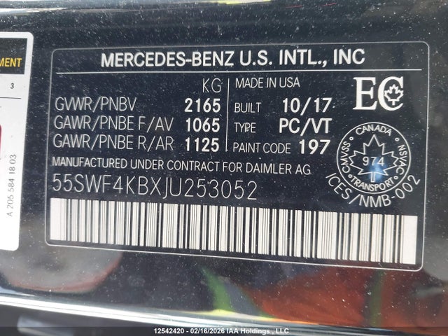 55SWF4KBXJU253052 Mercedes-Benz C 300 4matic