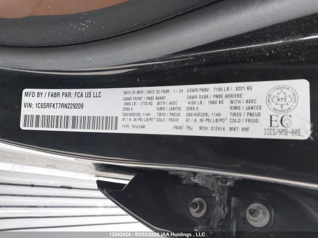 1C6SRFKT7RN229209 Dodge RAM 1500