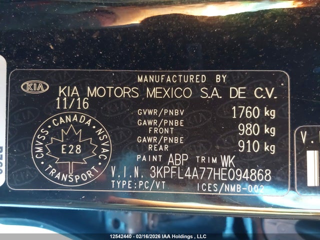 Продаж на аукціоні авто 2017 Kia Forte, vin: 3KPFL4A77HE094868, номер лоту: 12542440
