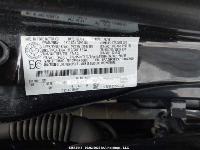 1FADP3F27EL364760 Ford Focus
