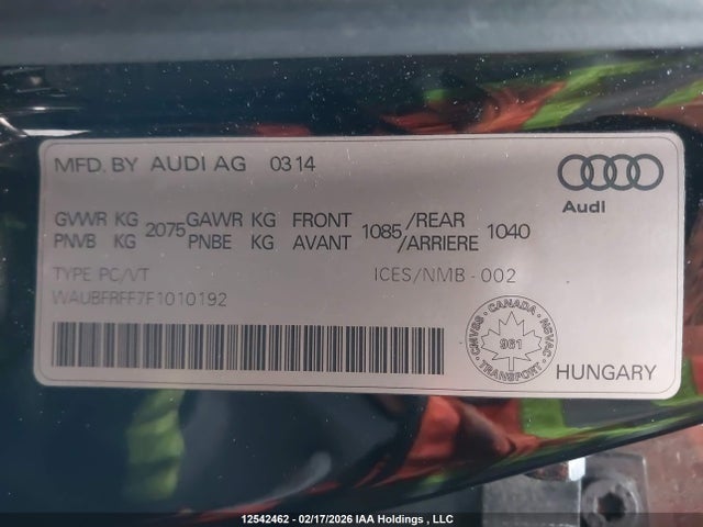 2015 Audi A3 მანქანა იყიდება აუქციონზე, vin: WAUBFRFF7F1010192, აუქციონის ნომერი: 12542462