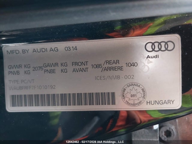 2015 Audi A3 მანქანა იყიდება აუქციონზე, vin: WAUBFRFF7F1010192, აუქციონის ნომერი: 12542462