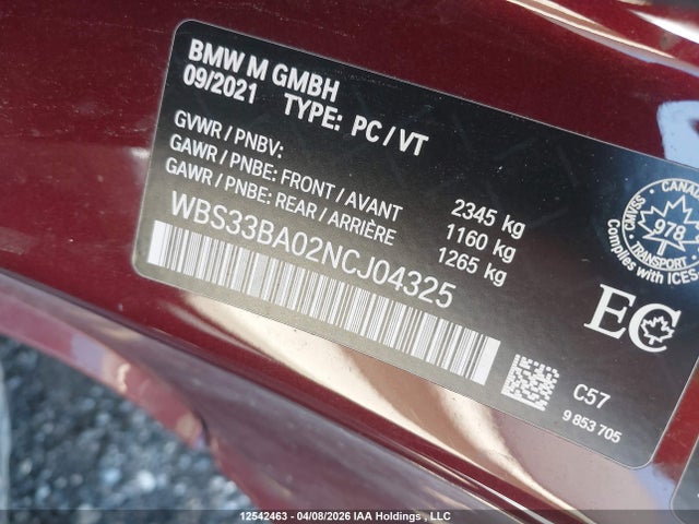 BMW M4 Competition M Xdrive 2022 WBS33BA02NCJ04325 Image 9
