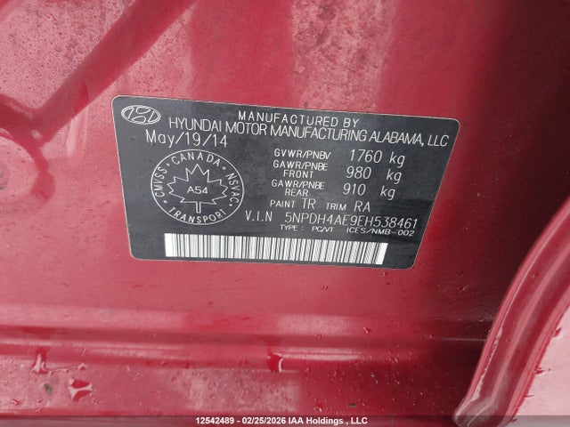 Продажа на аукционе авто 2014 Hyundai Elantra Gl, vin: 5NPDH4AE9EH538461, номер лота: 12542489