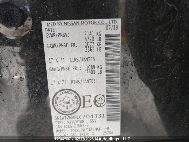 Продажа на аукционе авто 2020 Nissan Rogue, vin: 5N1AT2MV8LC704331, номер лота: 12542507