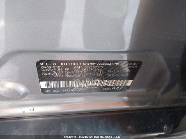 JA4AJ4AW5KU601017 Mitsubishi Rvr Gt/se Black Edition/se Limited Edition