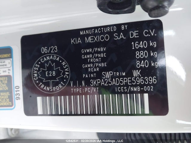3KPA25AD5PE596396 KIA Rio Lx Premium/lx+