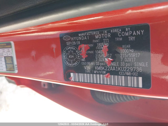 KM8K22AA1KU229736 Hyundai Kona 2.0l Preferred