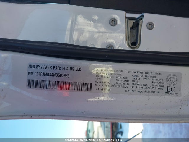 1C4PJMBX4ND505925 Jeep Cherokee Trailhawk