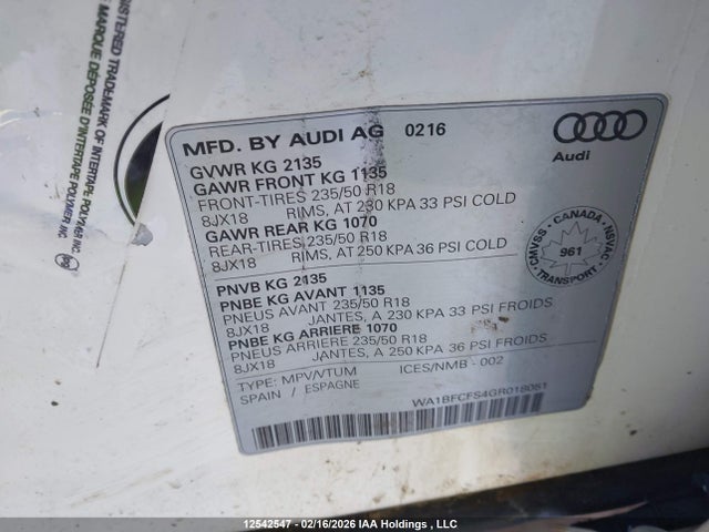 WA1BFCFS4GR018051 Audi Q3 2.0t Technik