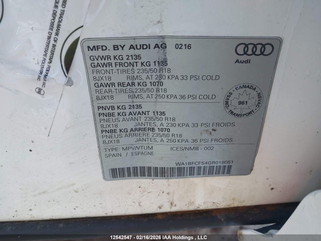 WA1BFCFS4GR018051 Audi Q3 2.0t Technik