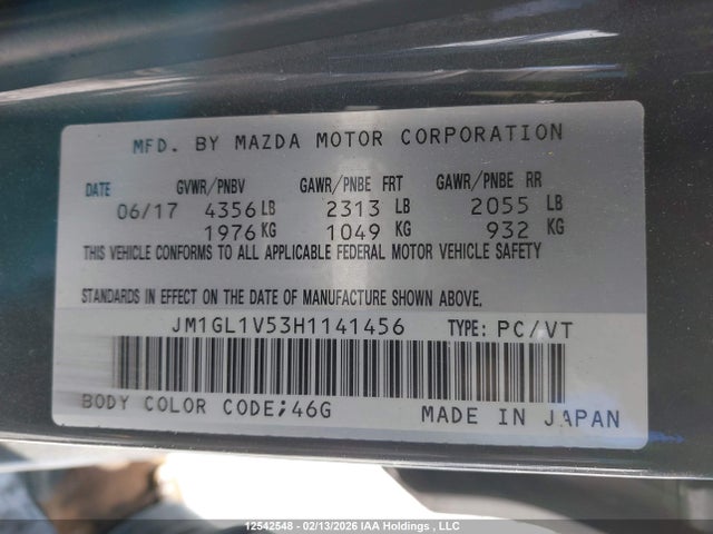 JM1GL1V53H1141456 Mazda Mazda6 Gs
