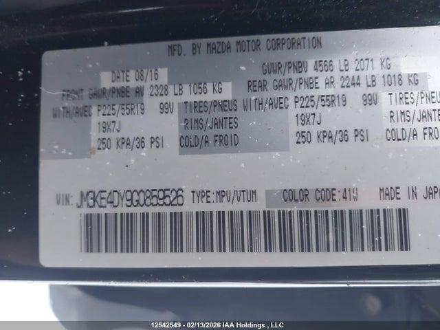 JM3KE4DY9G0859526 Mazda CX-5 GT