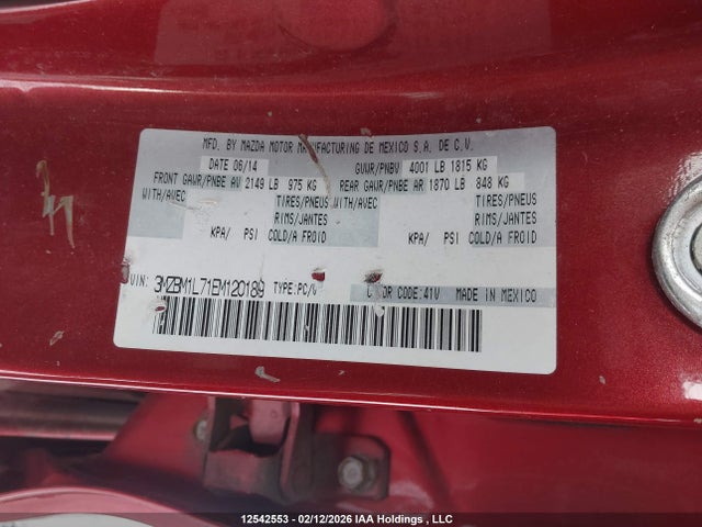 3MZBM1L71EM120189 Mazda Mazda3 Gs-sky