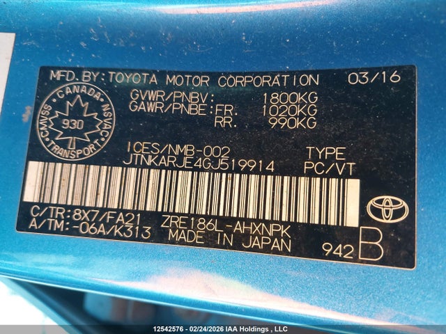 JTNKARJE4GJ519914 Scion IM