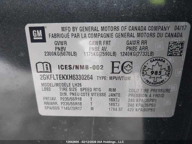 2GKFLTEKXH6330264 GMC Terrain