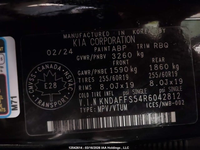 KNDAFFS54R6042812 KIA Ev9 Wind