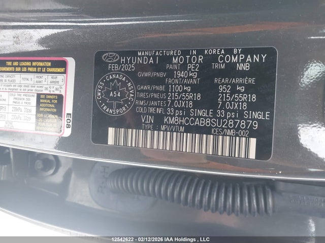 Aukcja sprzedaży 2025 Hyundai Kona Sel, vin: KM8HCCAB8SU287879, numer aukcji: 12542622