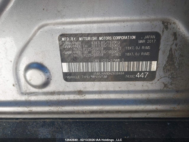 JA4AJ4AW0HZ608484 Mitsubishi Rvr Black Edition/gt/se Limited Edition