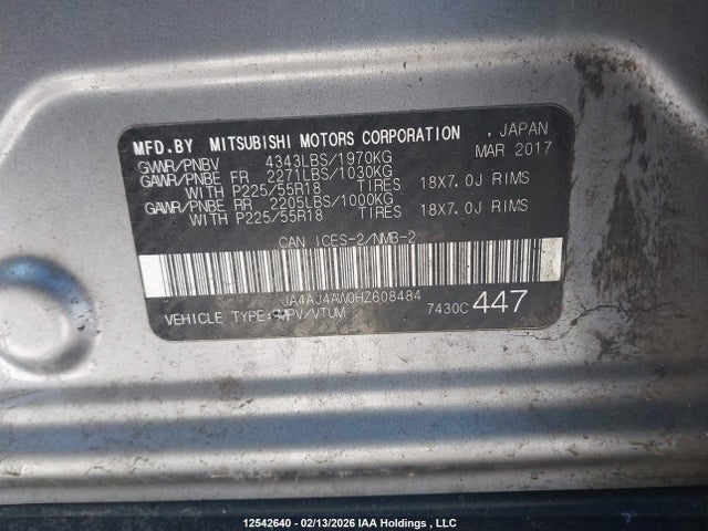 JA4AJ4AW0HZ608484 Mitsubishi Rvr Black Edition/gt/se Limited Edition