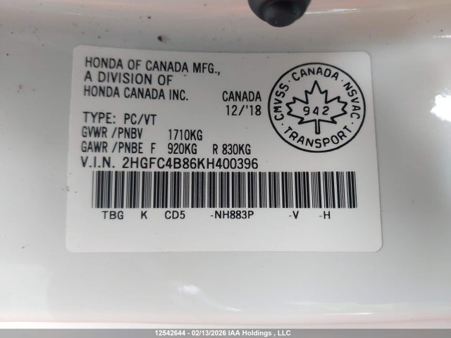 Honda Civic Sport 2019 2HGFC4B86KH400396 Image 9