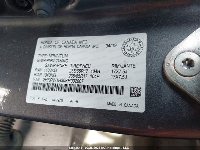 Honda CR-V LX 2019 2HKRW1H30KH002007 Image 9