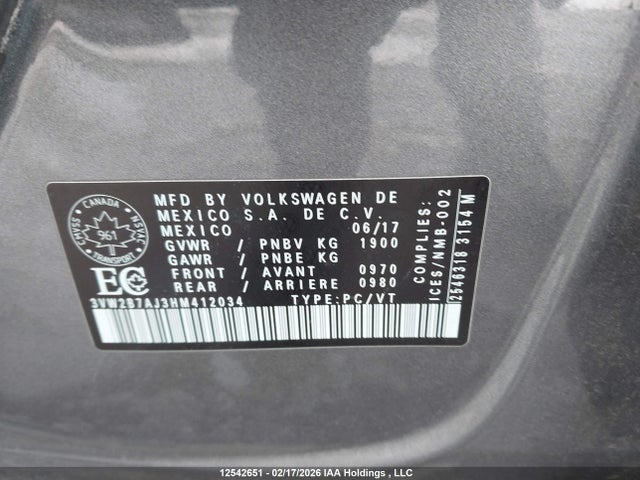 3VW2B7AJ3HM412034 Volkswagen Jetta