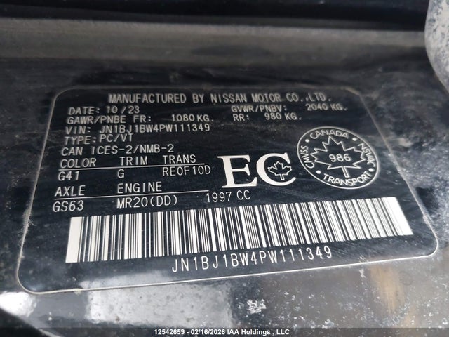 Продаж на аукціоні авто 2023 Nissan Qashqai, vin: JN1BJ1BW4PW111349, номер лоту: 12542659