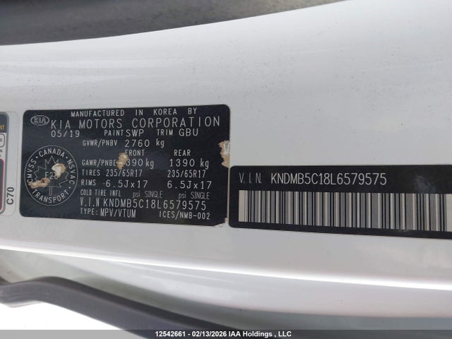 12542661 :رقم المزاد ، KNDMB5C18L6579575 vin ، 2020 Kia Sedona Lx/ex مزاد بيع