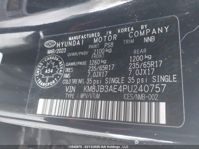 KM8JB3AE4PU240757 Hyundai Tucson Preferred Fwd