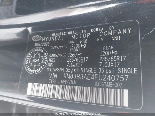 KM8JB3AE4PU240757 Hyundai Tucson Preferred Fwd
