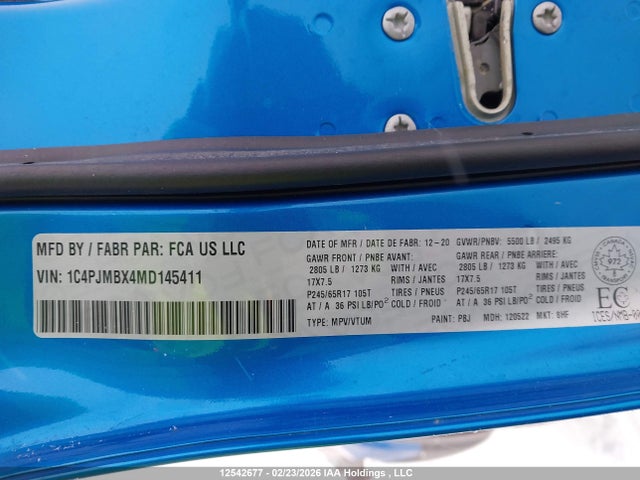 1C4PJMBX4MD145411 Jeep Cherokee Trailhawk