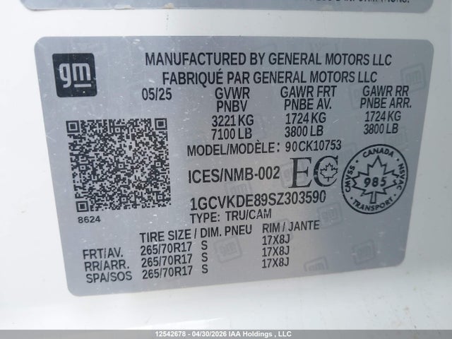 1GCVKDE89SZ303590 Chevrolet Silverado 1500 4wd Lt