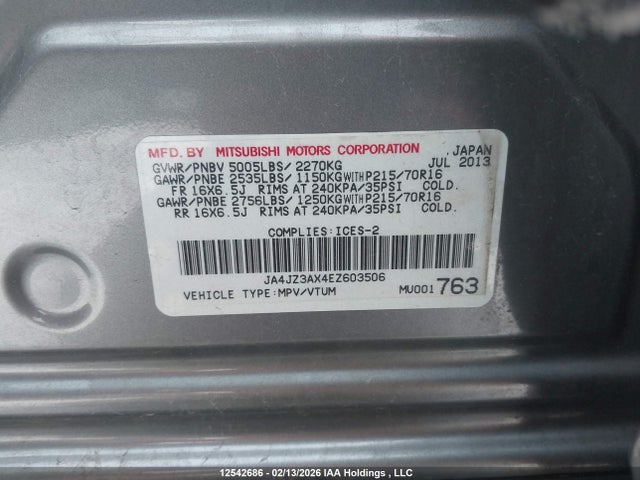 JA4JZ3AX4EZ603506 Mitsubishi Outlander Se