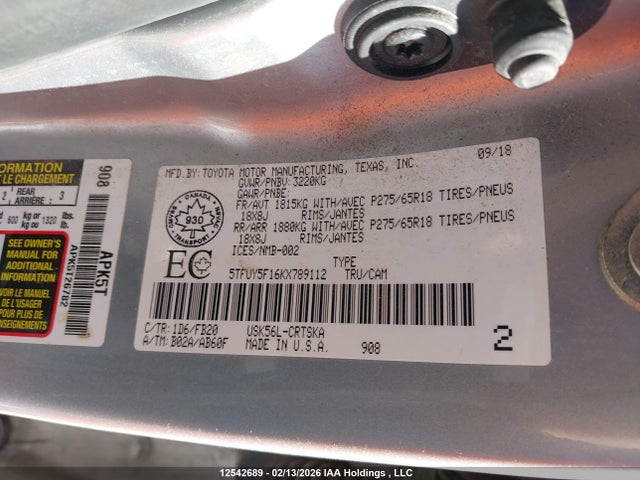 5TFUY5F16KX789112 Toyota Tundra Double Cab Sr/double Cab Sr5