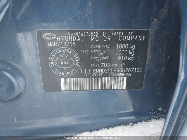 KMHD25LH6GU267121 Hyundai Elantra Gt Gl