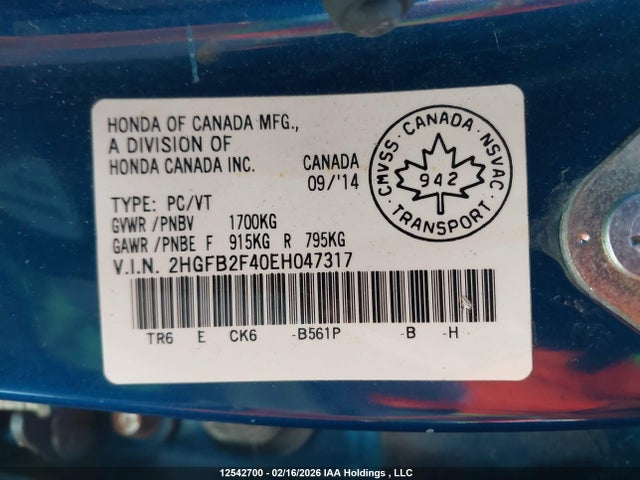 Honda Civic Lx 2014 2HGFB2F40EH047317 Image 9