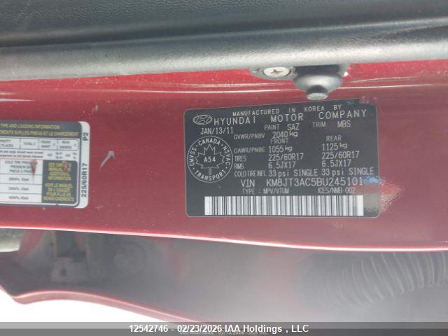 12542746 :رقم المزاد ، KM8JT3AC5BU245101 vin ، 2011 Hyundai Tucson Gl/gls مزاد بيع