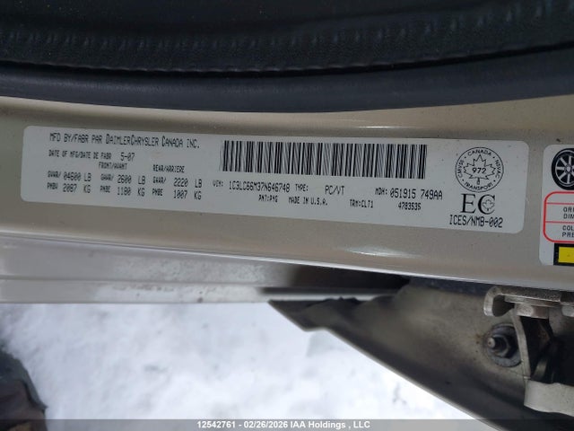 12542761 :رقم المزاد ، 1C3LC66M37N646748 vin ، 2007 Chrysler Sebring Limited مزاد بيع