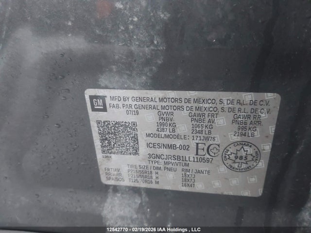 3GNCJRSB1LL110597 Chevrolet Trax Premier