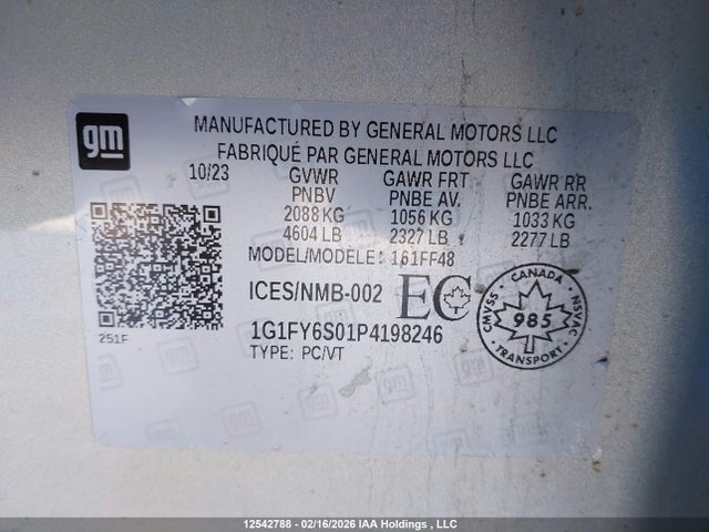 1G1FY6S01P4198246 Chevrolet Bolt Euv Lt