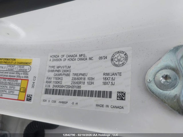 2HKRS6H72SH201085 Honda CR-V HYBRID