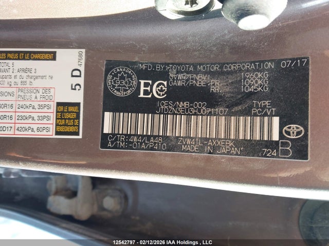 Toyota PRIUS V 2017 JTDZN3EU3HJ071107 Image 9