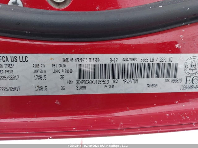 3C4PDCABXJT157513 Dodge JOURNEY SE