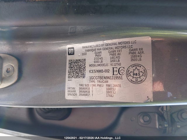 1GCGTBEN9N1319551 Chevrolet Colorado