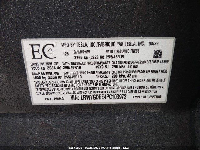 LRWYGDEE4PC103972 Tesla Model Y Long Range