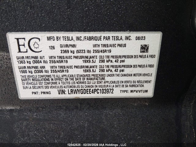 LRWYGDEE4PC103972 Tesla Model Y Long Range