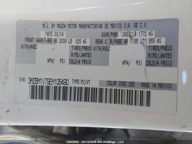 3MZBM1V79EM106490 Mazda MAZDA3